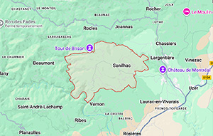 Plan d'accès Gîte Sanilhac Ardèche